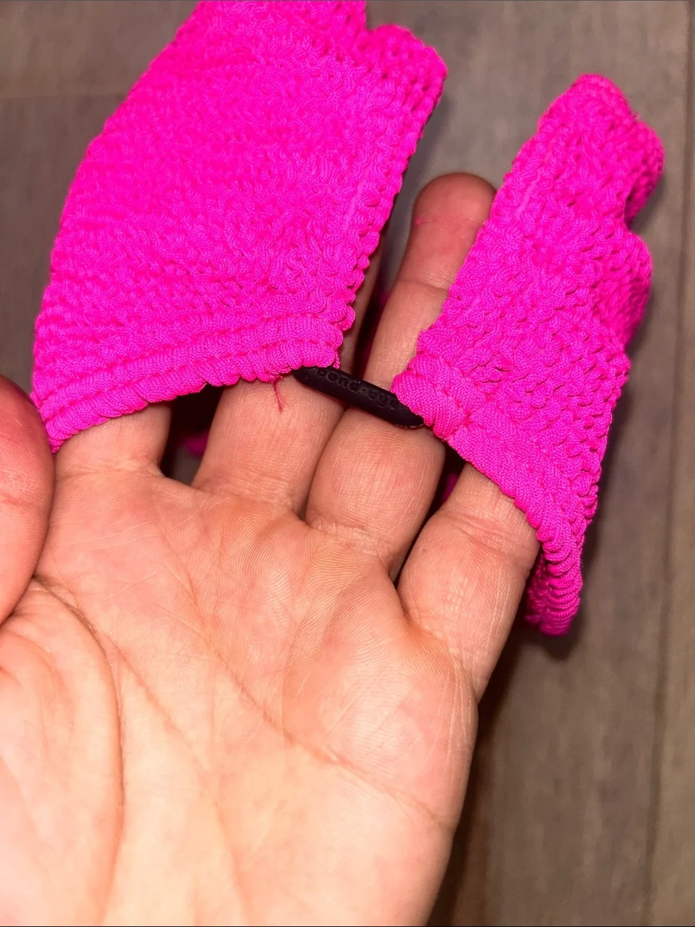 bond-eye Hot Pink Textured Bandeau Bikini Top